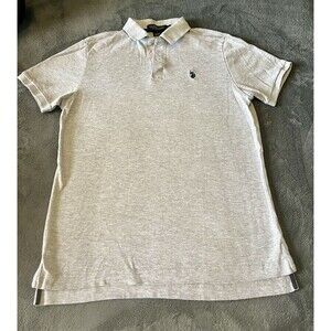 US Polo Assn Polo Shirt Mens Gray Short Sleeve Size M Lightly Worn